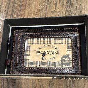 Boconi Dark Brown Leather Card & Key Holder with ID Window